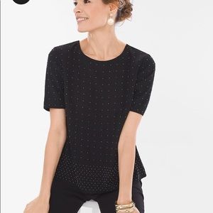 🌱Chico’s Black Label Studded Top Size 2 NWT